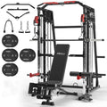 All-in-One Home Gym Power Rack with Smith Machine, Cable Crossover, and Weight Bench (2,200 lb Capacity)