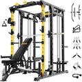 F4 Smith Machine, Power cage with Adjustable Cable Crossover System, All-in-One Squat Rack Training Equipment for Home Gym