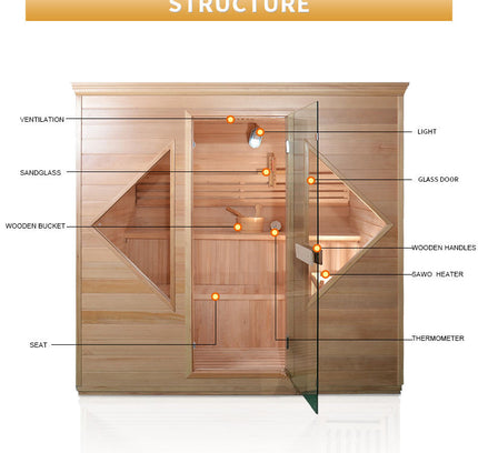 SAUNA EVOLUTION®  Indoor Luxury Traditional Wood Spa Dry Sauna Room Glass 06