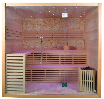 SAUNA EVOLUTION®  Hemlock / Red Cedar Indoor Therapy Wood Steam Sauna Rooms Glass 09
