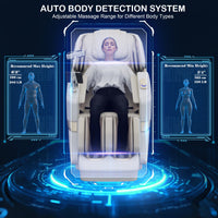Massage chair with auto body detection system on a dark background