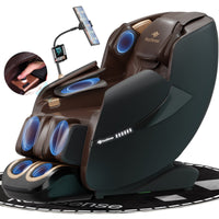 Massage chair with blue massage lights on a white background