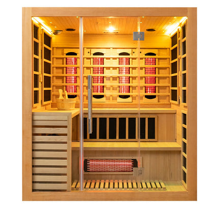 SAUNA EVOLUTION® Double Layer Bench Steam and Infrared Indoor Sauna Room Dual System 07
