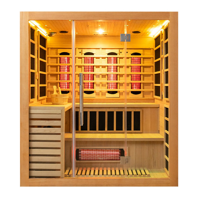 SAUNA EVOLUTION® Double Layer Bench Steam and Infrared Indoor Sauna Room Dual System 07