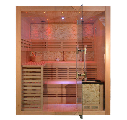 SAUNA EVOLUTION® Include Therapy Wood Traditional Steam Sauna Modern Relax 7