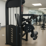 Black fitness machine labeled 'Fitness' in a gym setting