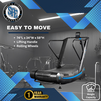 Gym equipment with rolling wheels and dimensions displayed on a gym background