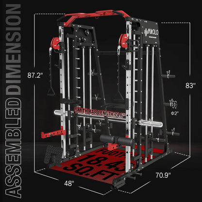 Smith Machine Home Gym, 2200 Lbs Power Rack Cage with Cable Crossover, Smith Cage with Ultimate Home Package