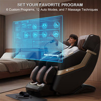 Massage chair with digital interface in a living room setting