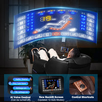 Manscaping chair with digital display and control panel in a room setting.