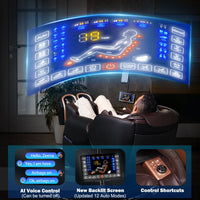 Mansions massage chair with advanced control panel and voice control features.