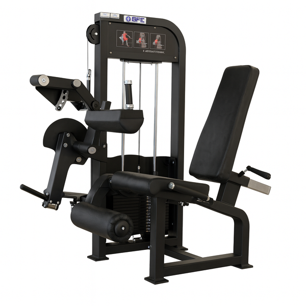Black gym machine with 'BFE' branding on a white background