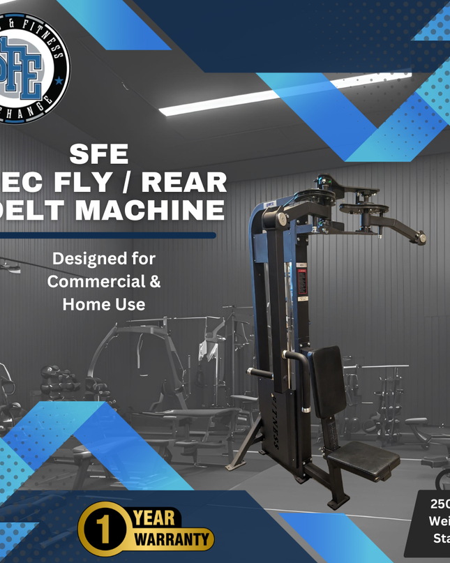 SFE Selectorized Pec Fly/Rear Delt Machine w/ 250lb weight stacks (New)
