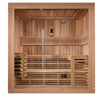 SAUNA EVOLUTION®  6 Person Indoor Double bench Steam Sauna Glass 18