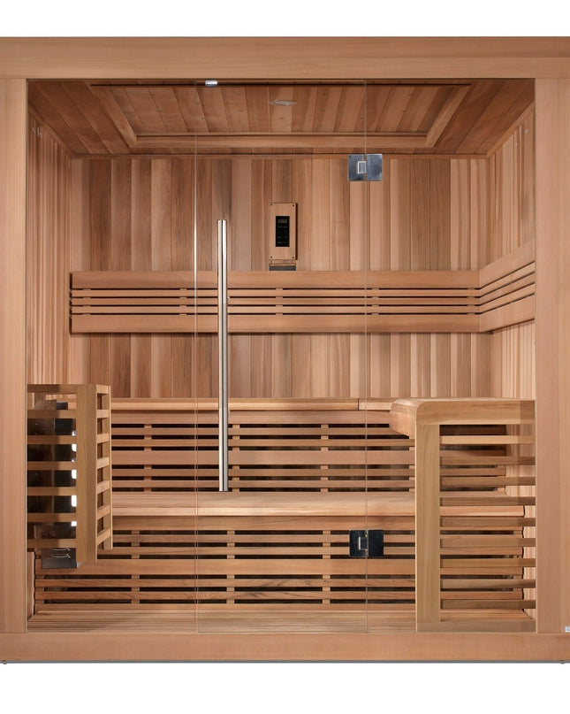 SAUNA EVOLUTION®  6 Person Indoor Double bench Steam Sauna Glass 18