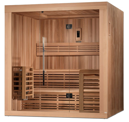 SAUNA EVOLUTION®  6 Person Indoor Double bench Steam Sauna Glass 18