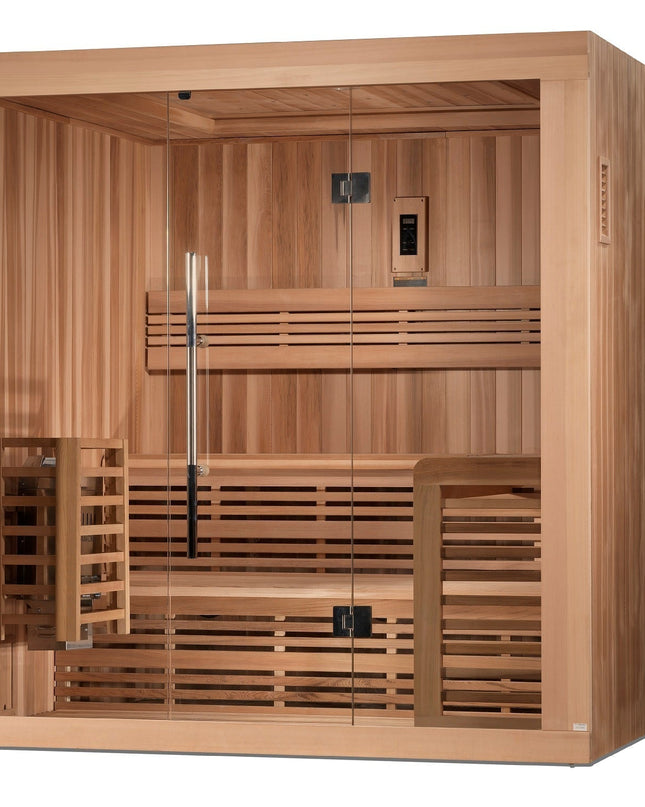 SAUNA EVOLUTION®  6 Person Indoor Double bench Steam Sauna Glass 18