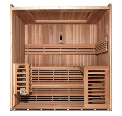 SAUNA EVOLUTION®  6 Person Indoor Double bench Steam Sauna Glass 18