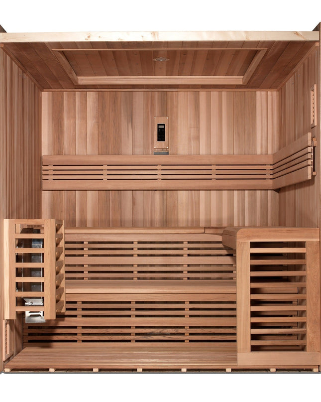 SAUNA EVOLUTION®  6 Person Indoor Double bench Steam Sauna Glass 18