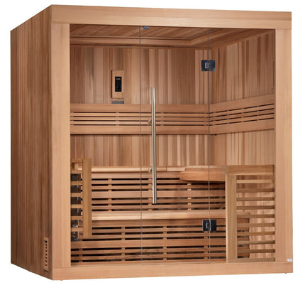 SAUNA EVOLUTION®  6 Person Indoor Double bench Steam Sauna Glass 18