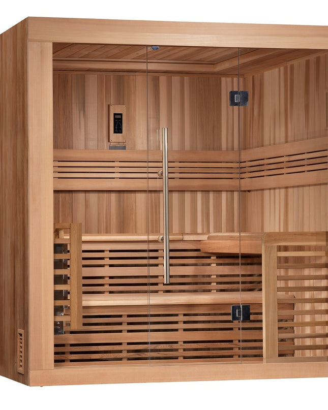 SAUNA EVOLUTION®  6 Person Indoor Double bench Steam Sauna Glass 18