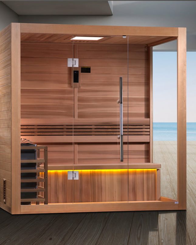 SAUNA EVOLUTION®  Indoor Modern Solid Wood Steam Sauna Glass 15
