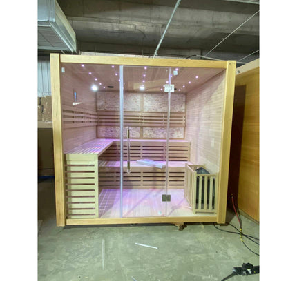 SAUNA EVOLUTION®  Hemlock / Red Cedar Indoor Therapy Wood Steam Sauna Rooms Glass 09