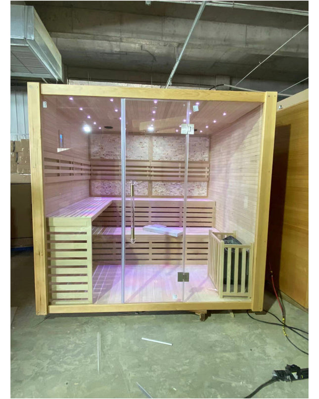 SAUNA EVOLUTION®  Hemlock / Red Cedar Indoor Therapy Wood Steam Sauna Rooms Glass 09