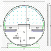 Technical drawing of a circular structure with dimensions