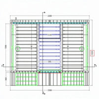 Technical drawing of a pallet with dimensions labeled