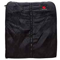 Black quilted cover with Therasage logo on a white background