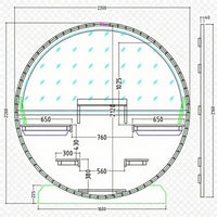 Technical drawing of a circular structure with dimensions
