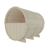 Wooden barrel with a stand on a white background