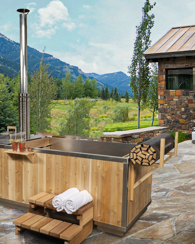 SAUNA EVOLUTION® Outdoor Red Cedar Wooden Hot Tub