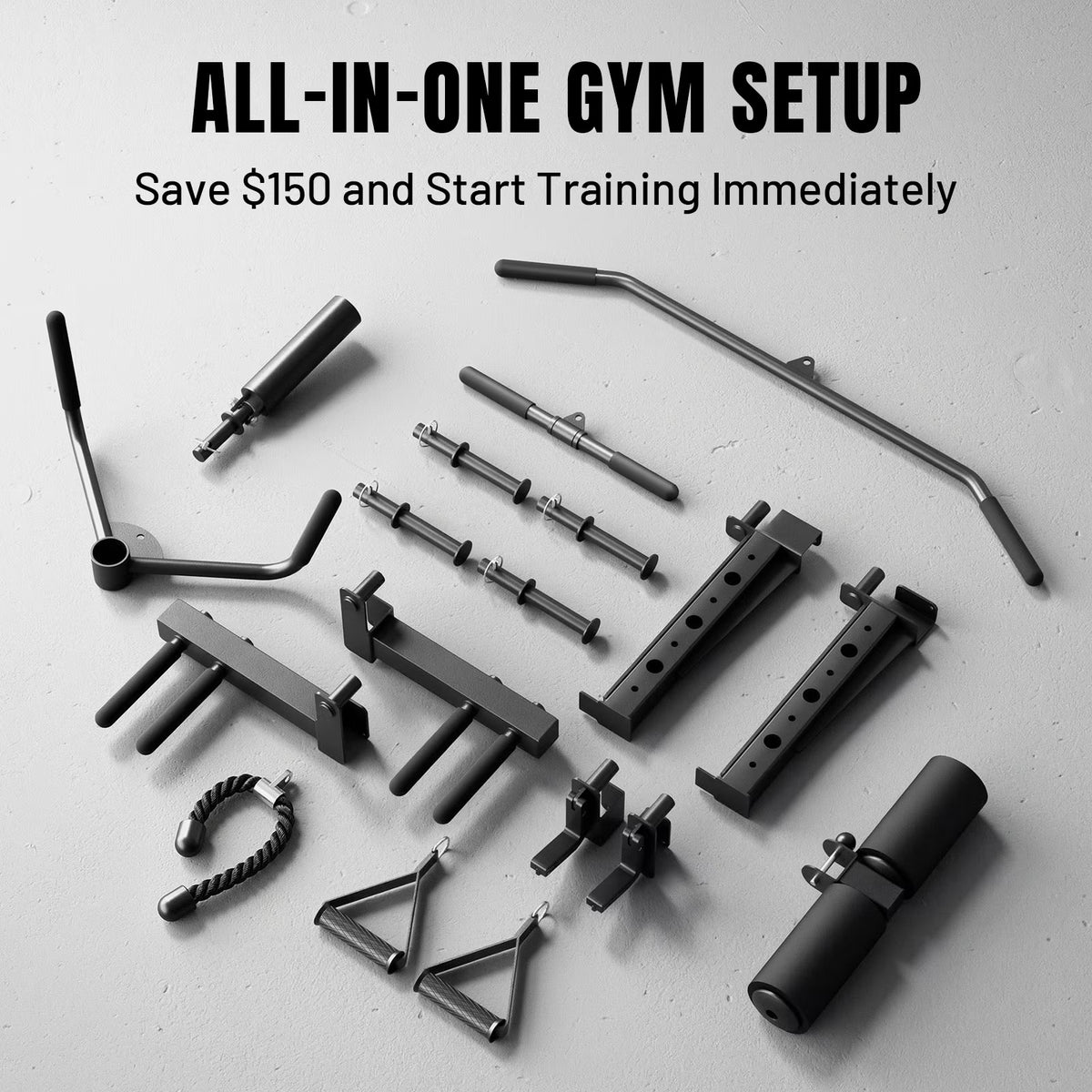 M11 Smith Machine, 2200Lbs Squat Rack with Lat-Pull down System & Cable Crossover Machine, Training Equipment with Leg Hold-Down Attachment