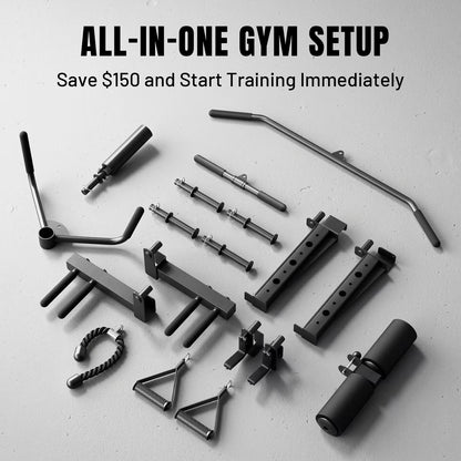 M11 Smith Machine, 2200Lbs Squat Rack with Lat-Pull down System & Cable Crossover Machine, Training Equipment with Leg Hold-Down Attachment