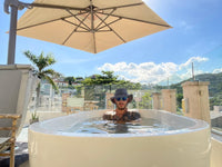Athlete using the Dreampod Ice Bath with Chiller for cold water immersion