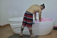 Checking the water temperature on the Dreampod Home Float Pro control panel